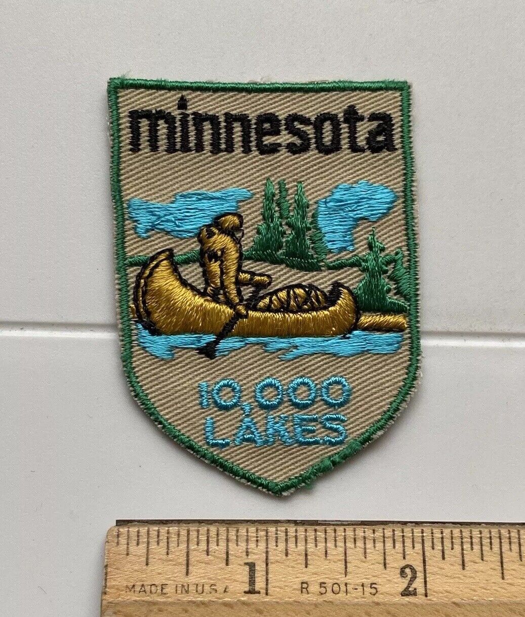 Minnesota Land of 10,000 Lakes Canoe Canoeing Souvenir Embroidered Patch Badge