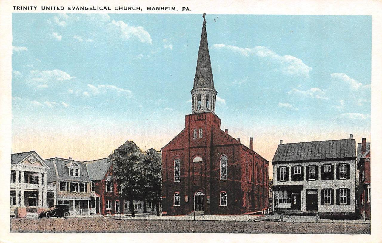 MANHEIM, PA Pennsylvania   TRINITY UNITED EVANGELICAL CHURCH   c1920\'s Postcard