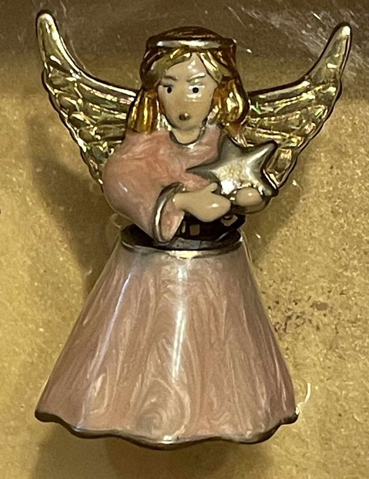 MONET  Hinged Hidden Hope Angel Marbled Pink Gold Silver  Signed 2011 New In Box