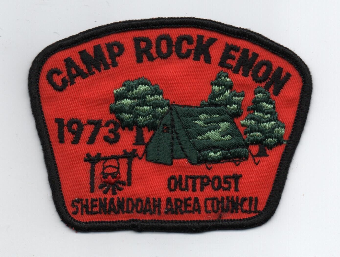 1973 Camp Rock Enon Outpost, (Shenandoah Area Council) Patch, Cloth Back, Mint