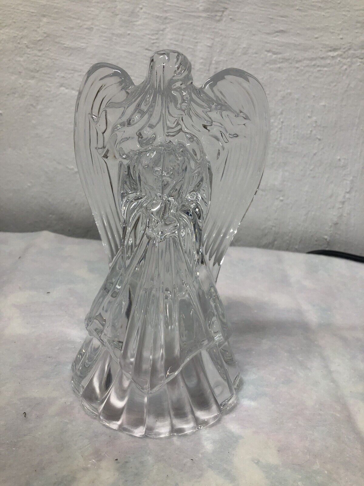 24%  Lead Crystal GLASS ANGEL Candle Holder 7 1/2” tall~Vintage