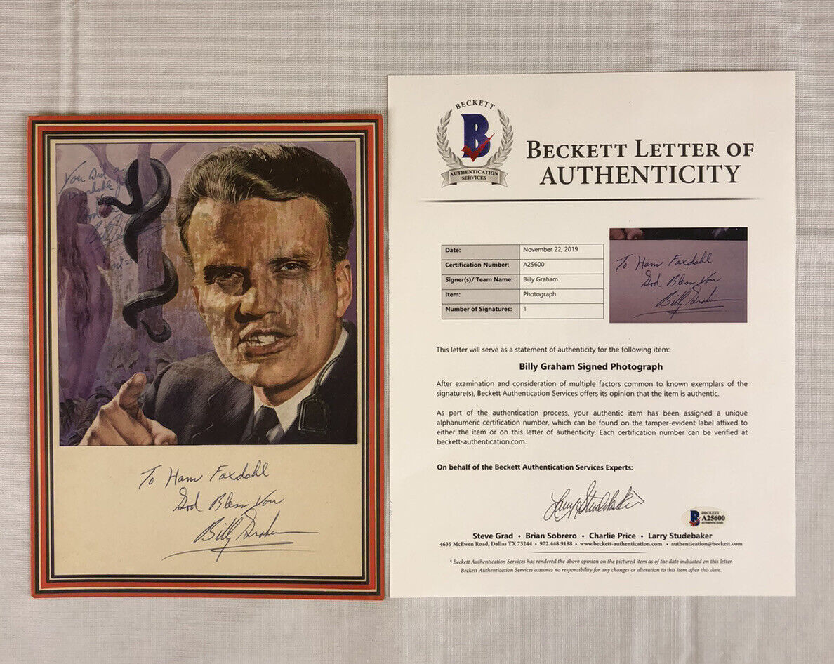 SIGNED By Billy Graham Inscribed & Autographed Photo Authenticated COA