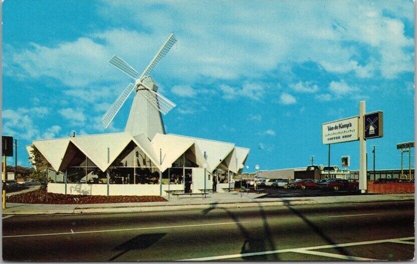 1960s Los Angeles California Advertising Postcard VAN DE KAMP'S BAKERY Windmill