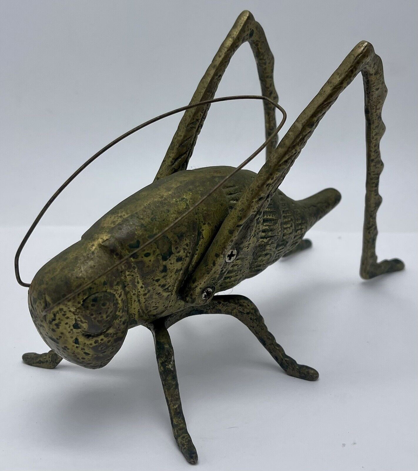 Vintage Brass Grasshopper Cricket Locust Insect Lucky Figurine Paperweight