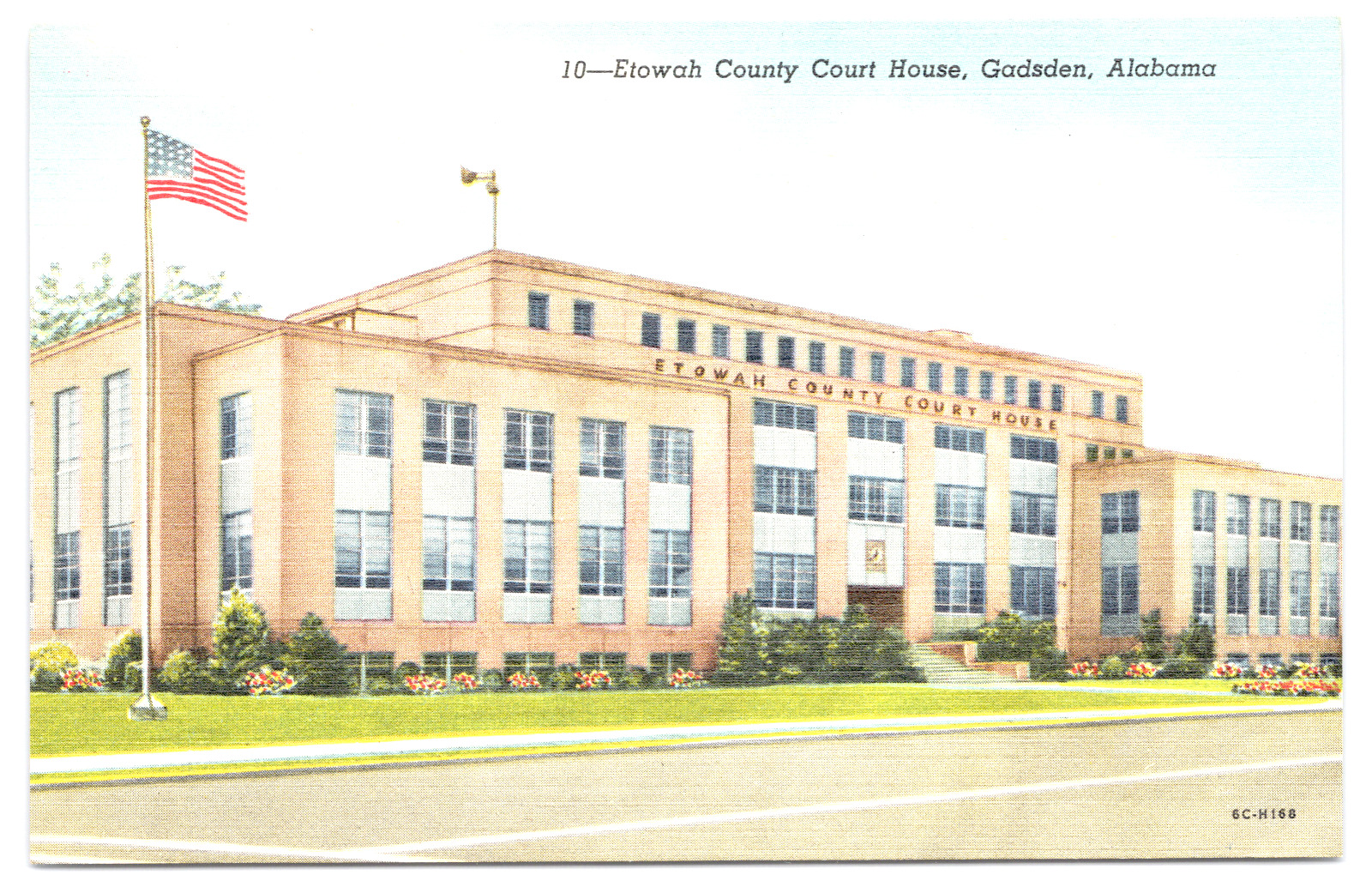 Postcard Etowah County Court House Gadsden Alabama #6c-H168