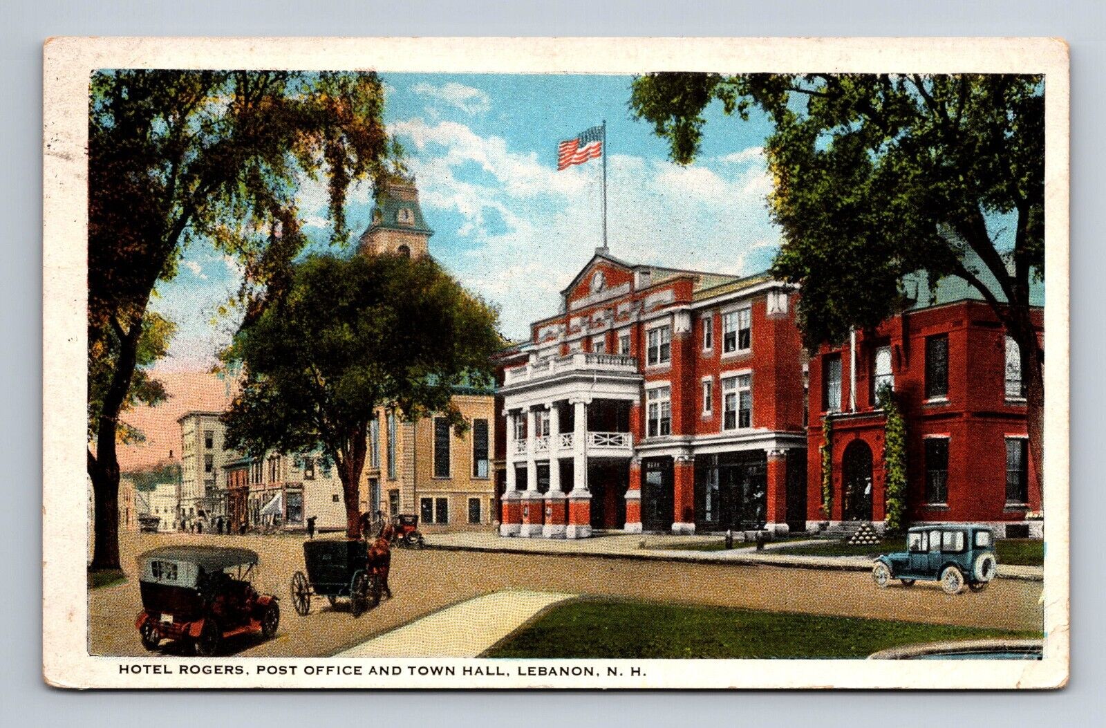Hotel Rogers Post Office and Town Hall Lebanon New Hampshire Postcard