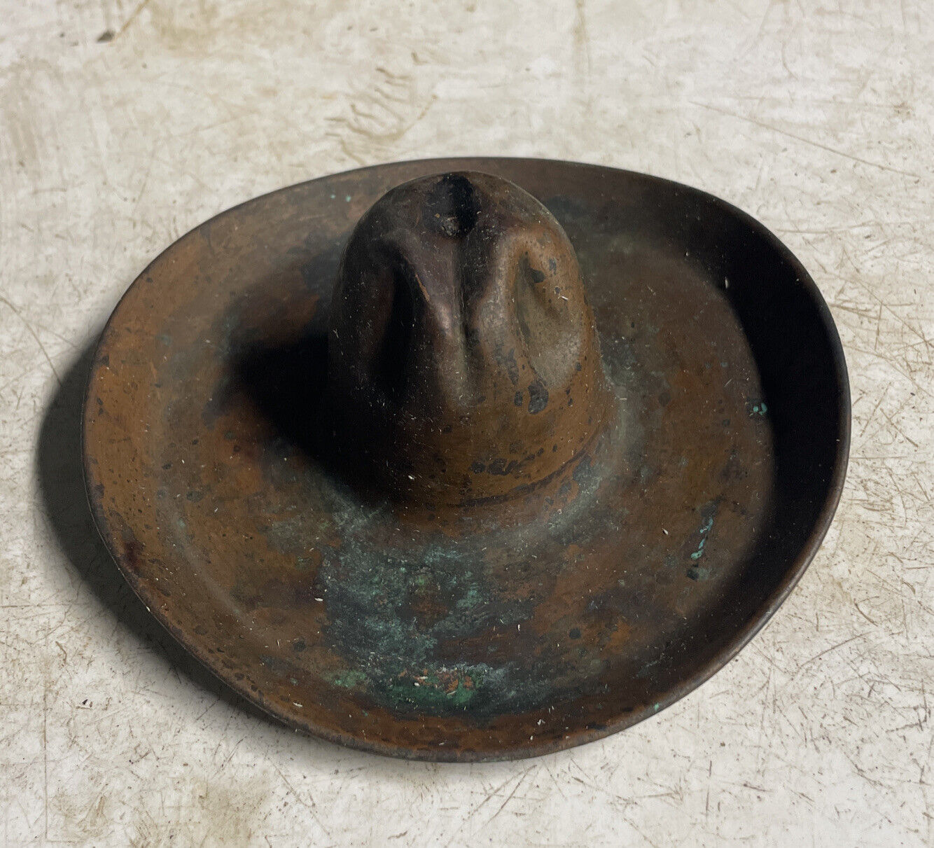 Vintage Copper Sombrero Cowboy Hat Ashtray Mid Century