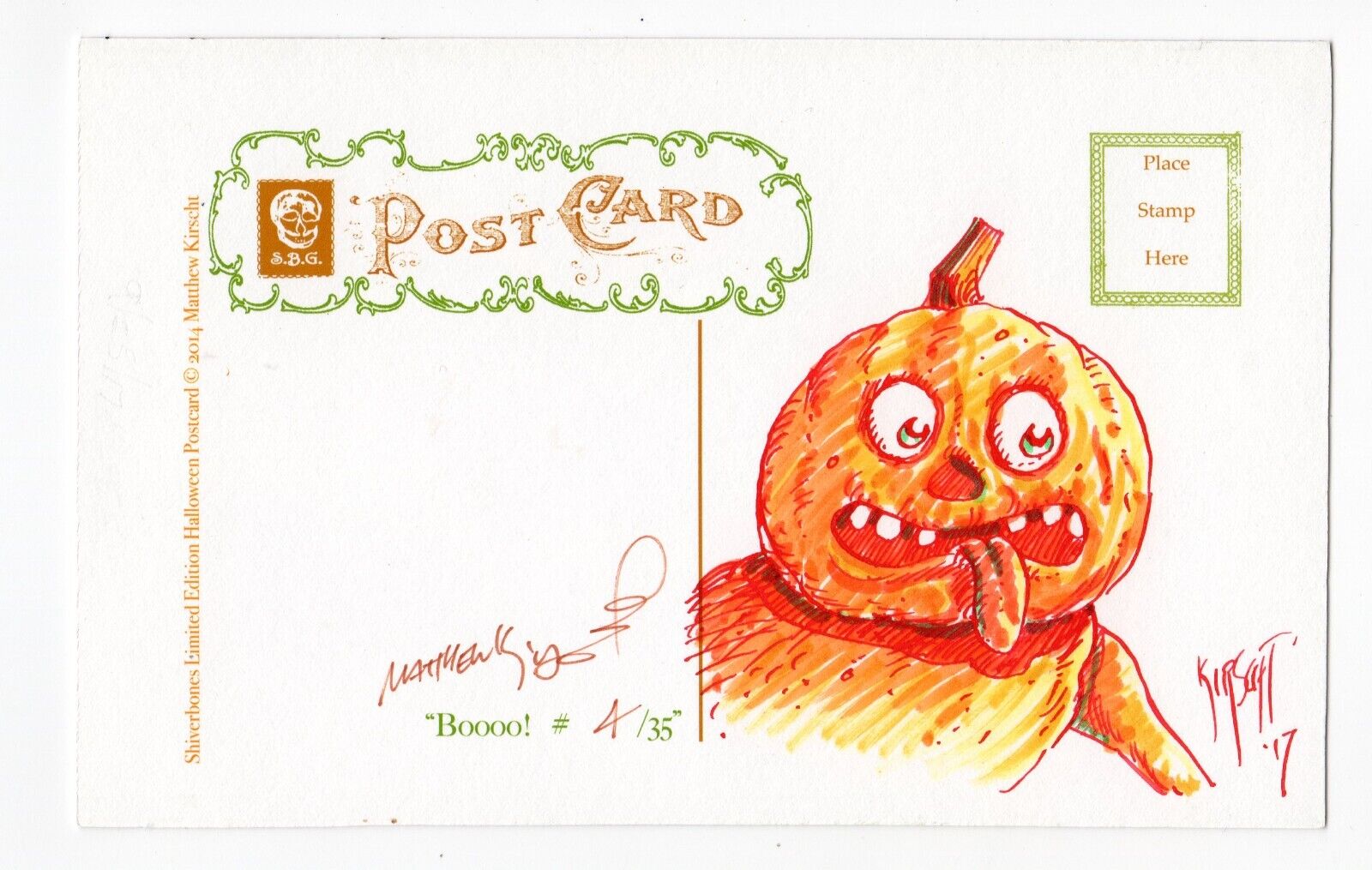 Halloween Postcard Matthew Kirscht 2014 BOOOO 4/35 Flat Sketch