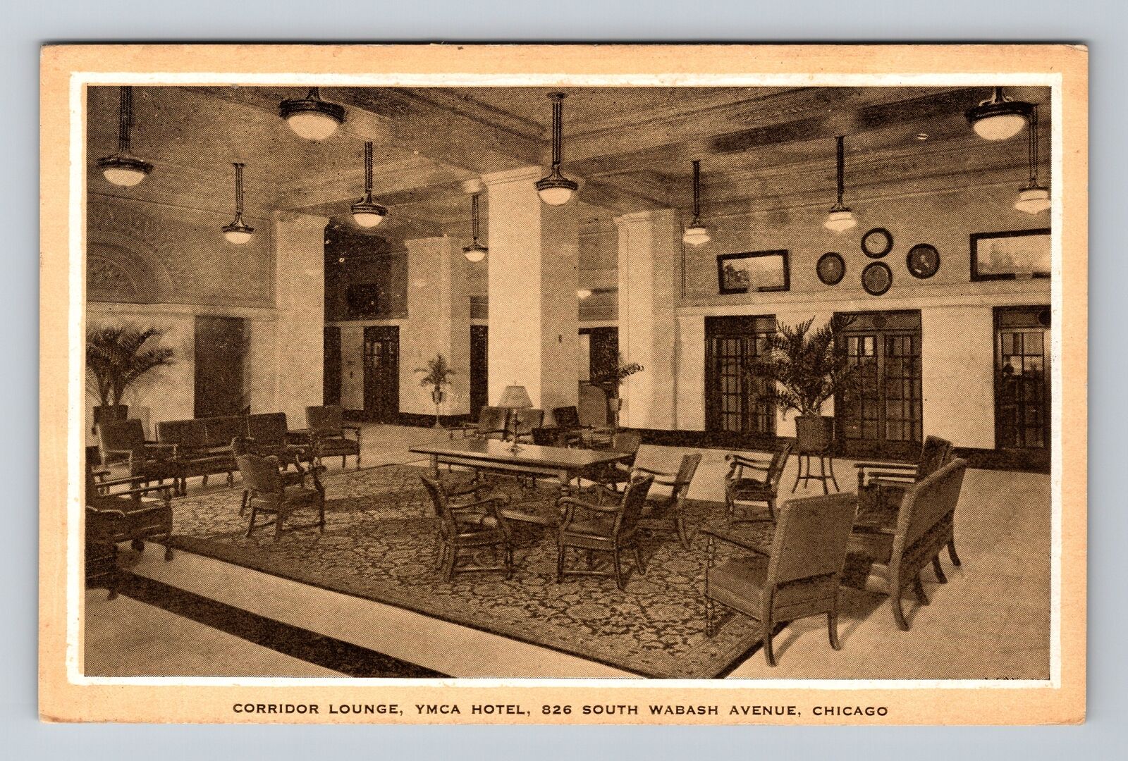 Chicago IL-Illinois, Corridor Lounge, YMCA hotel, Vintage Postcard