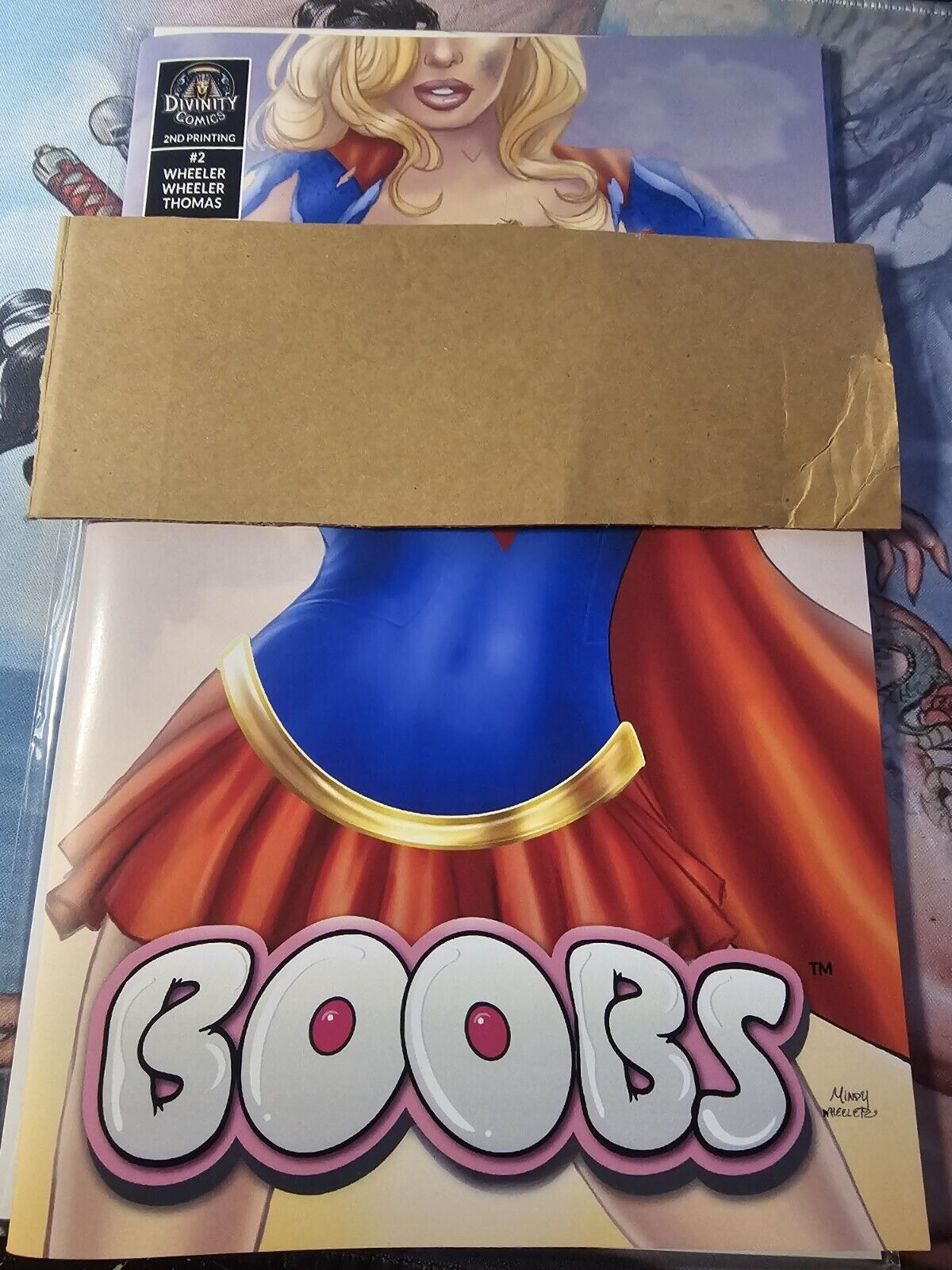 Boobs #1 n@*ghty 2nd printing w/#2 misprint on cover by creator Mindy Wheeler