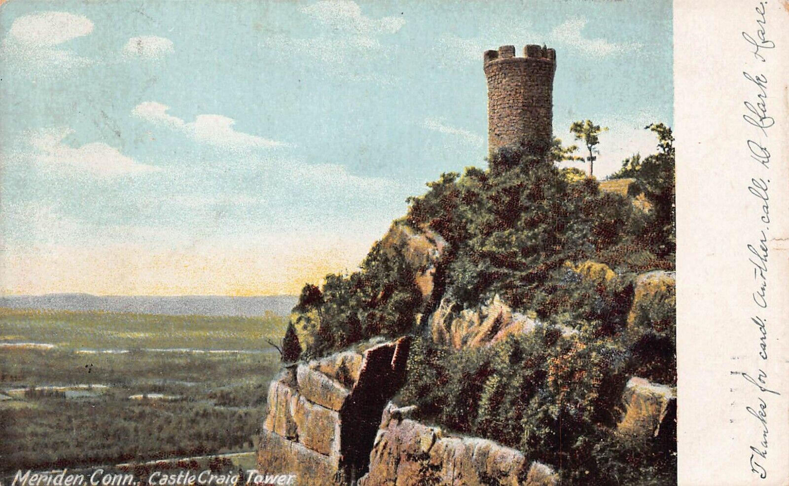 Meriden CT Connecticut Castle Craig Army Military Tower Defense Vtg Postcard U4