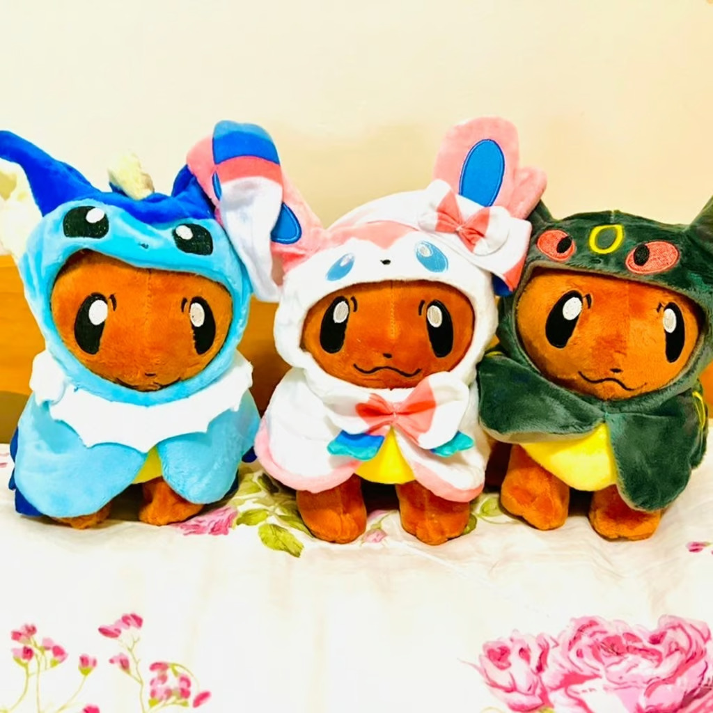 3 New Pokemon Poncho Eevee Plush Doll Toy Cape Poncho Sylveon Umbreon Vaporeon