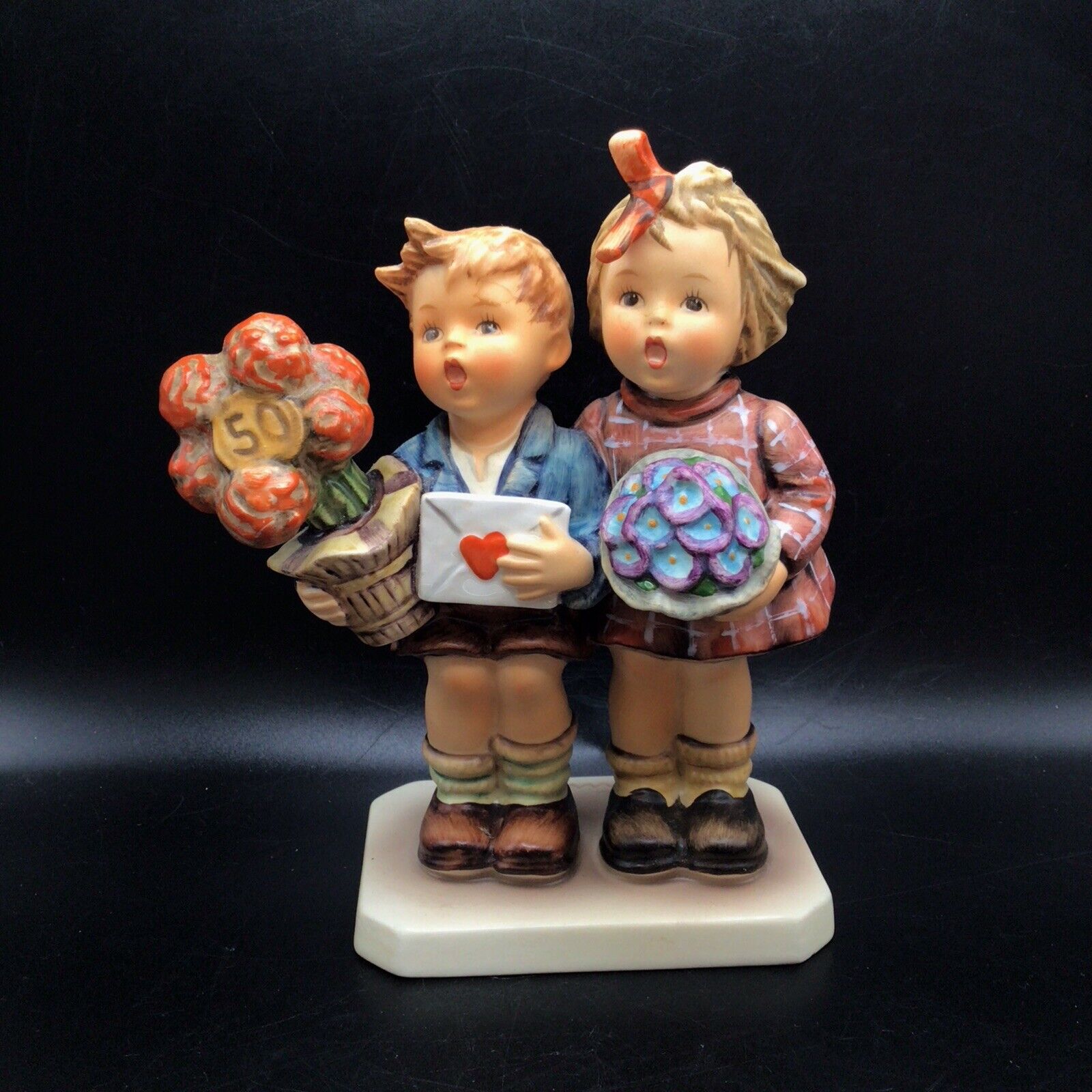 Goebel Hummel Porcelain Figurine Love LIVES ON #416 Boy & Girl 50th Anniversary