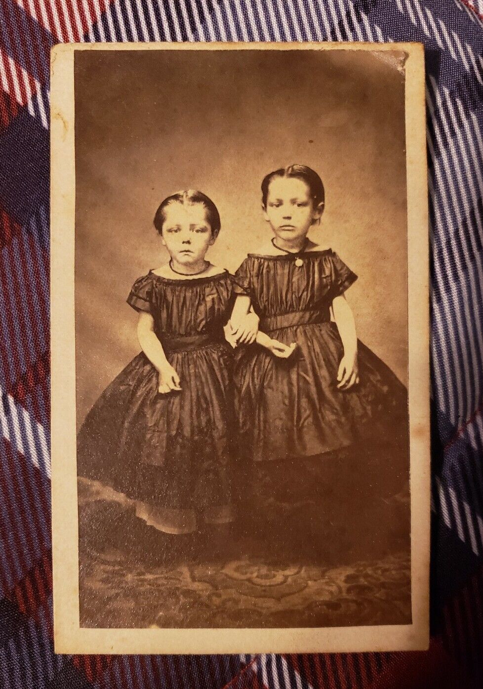 Two Beautiful Little Girls/Sisters. Matching Dresses. Civil War. Kerr Family.
