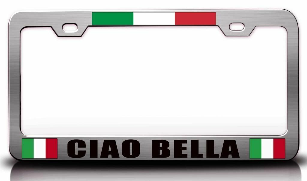 CIAO BELLA Italian Flag Steel License Plate Frame