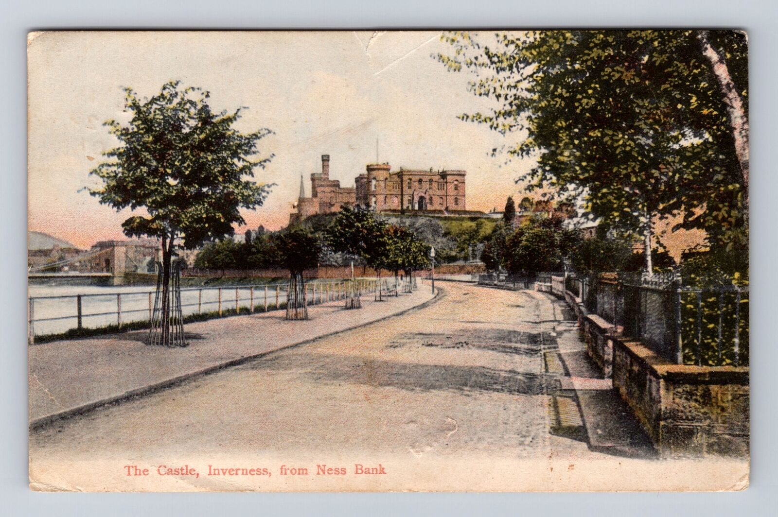 Inverness- Scotland, The Castle From Ness Bank, Antique, Vintage Postcard