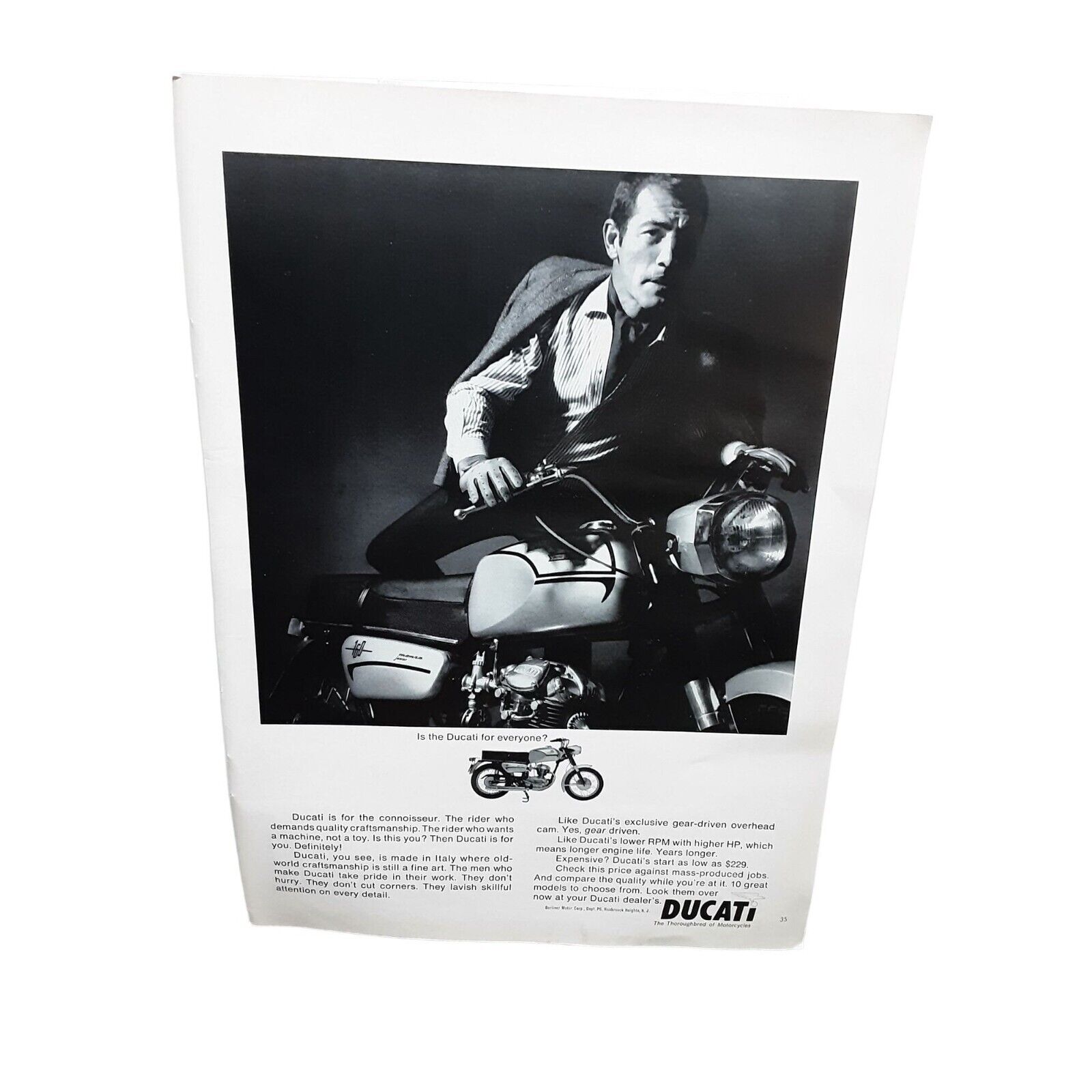 1966 Ducati Motorcycle Original Print Ad Vintage