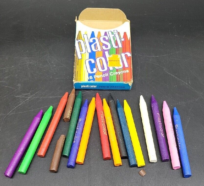 Vintage Box of 16 Sargent Plasti-Color Pencil Crayons in Original Box Westab Inc