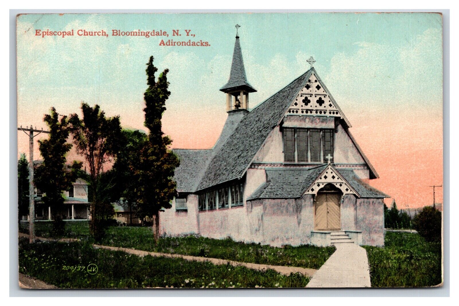Episcopal Church Bloomingdale New York NY Adirondacks  UNP DB Postcard M19