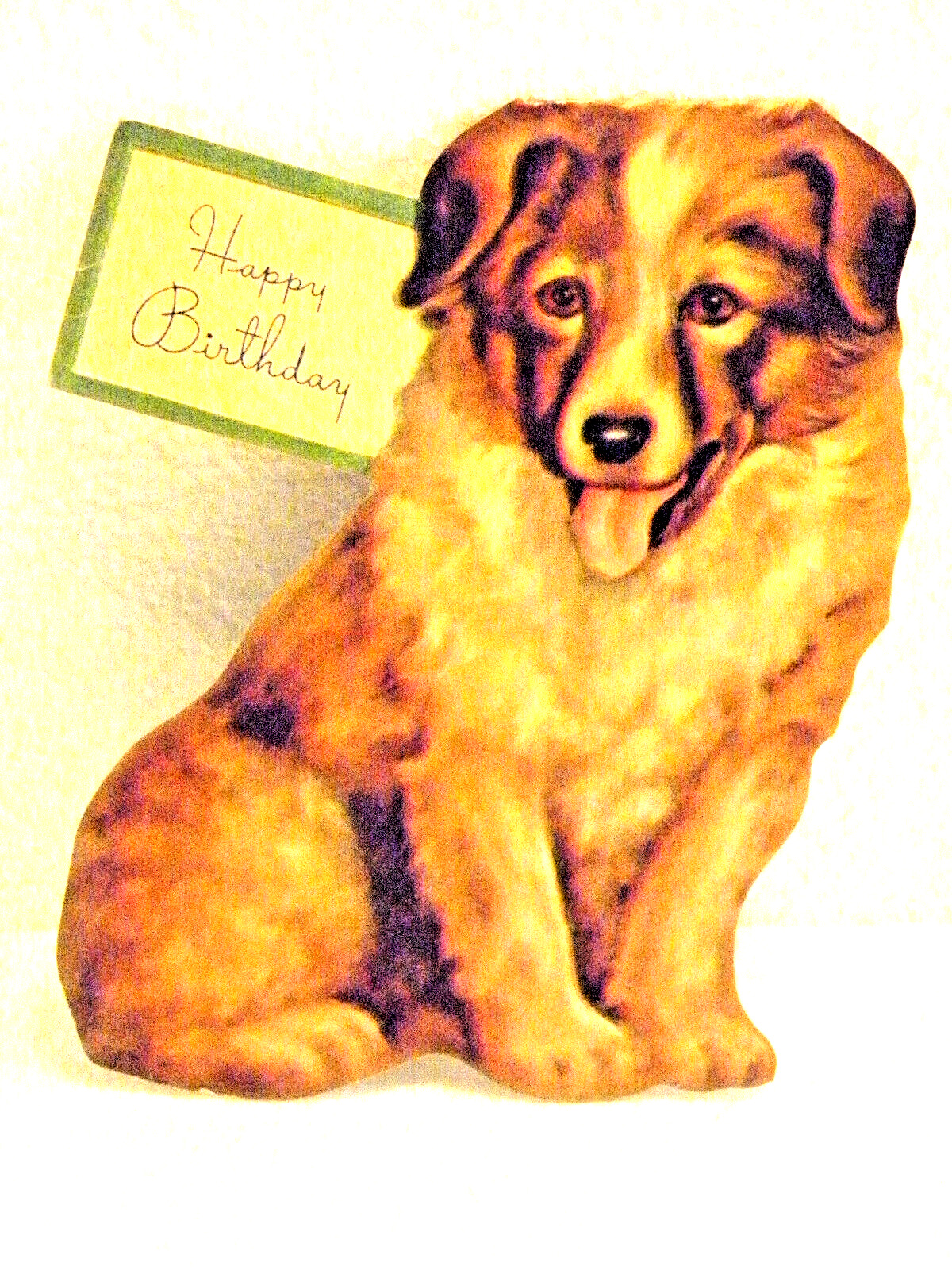 Vintage 1940s Childs Birthday Card. Great Dog Picture Used    B2