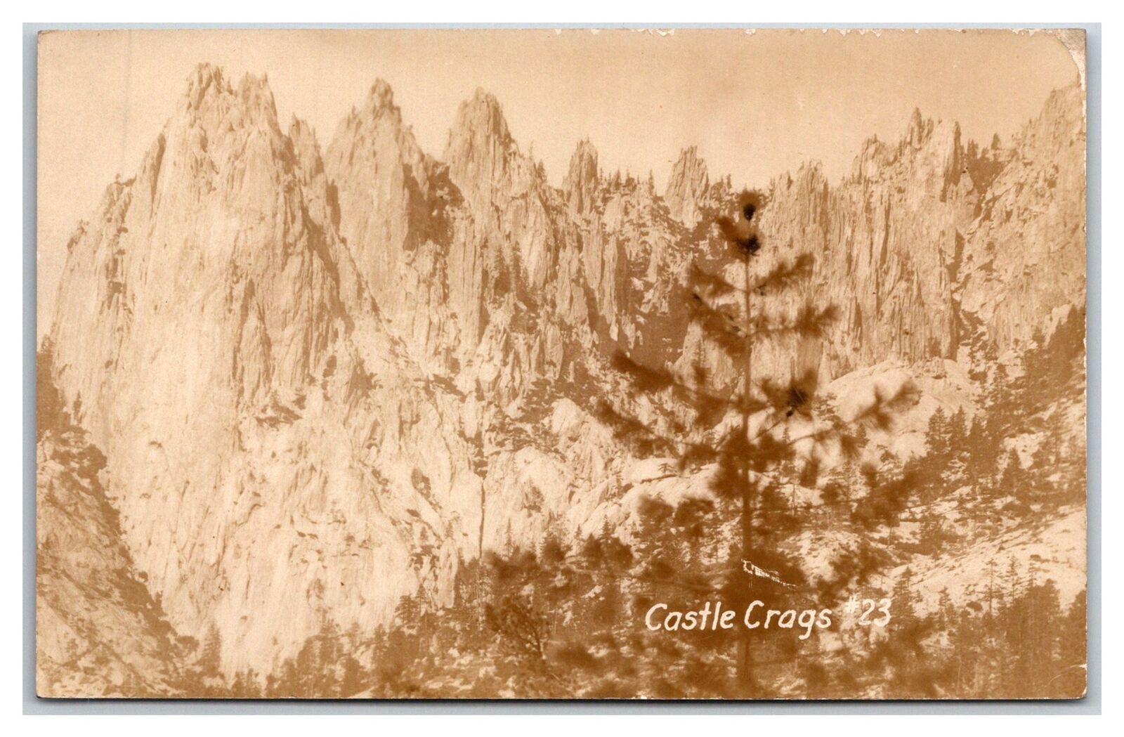 RPPC Castle Crags From Pacific Hwy Mt Shasta Dunsmuir Area Postcard