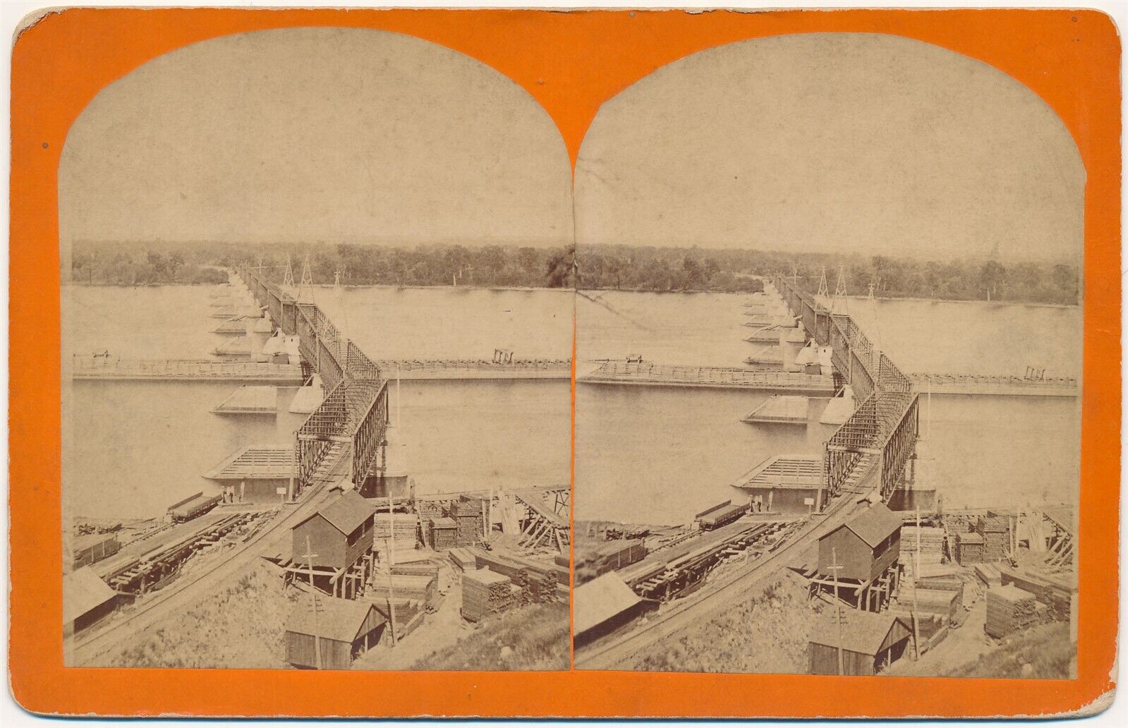 IOWA SV - Burlington - Railroad Bridge - 1880s RARE