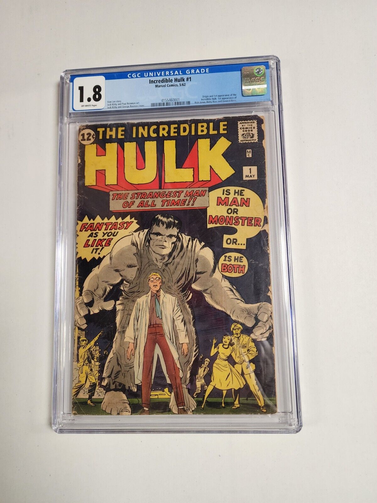 Incredible Hulk #1 CGC 1.8 1st app. and origin Hulk 1962 Marvel Comics 