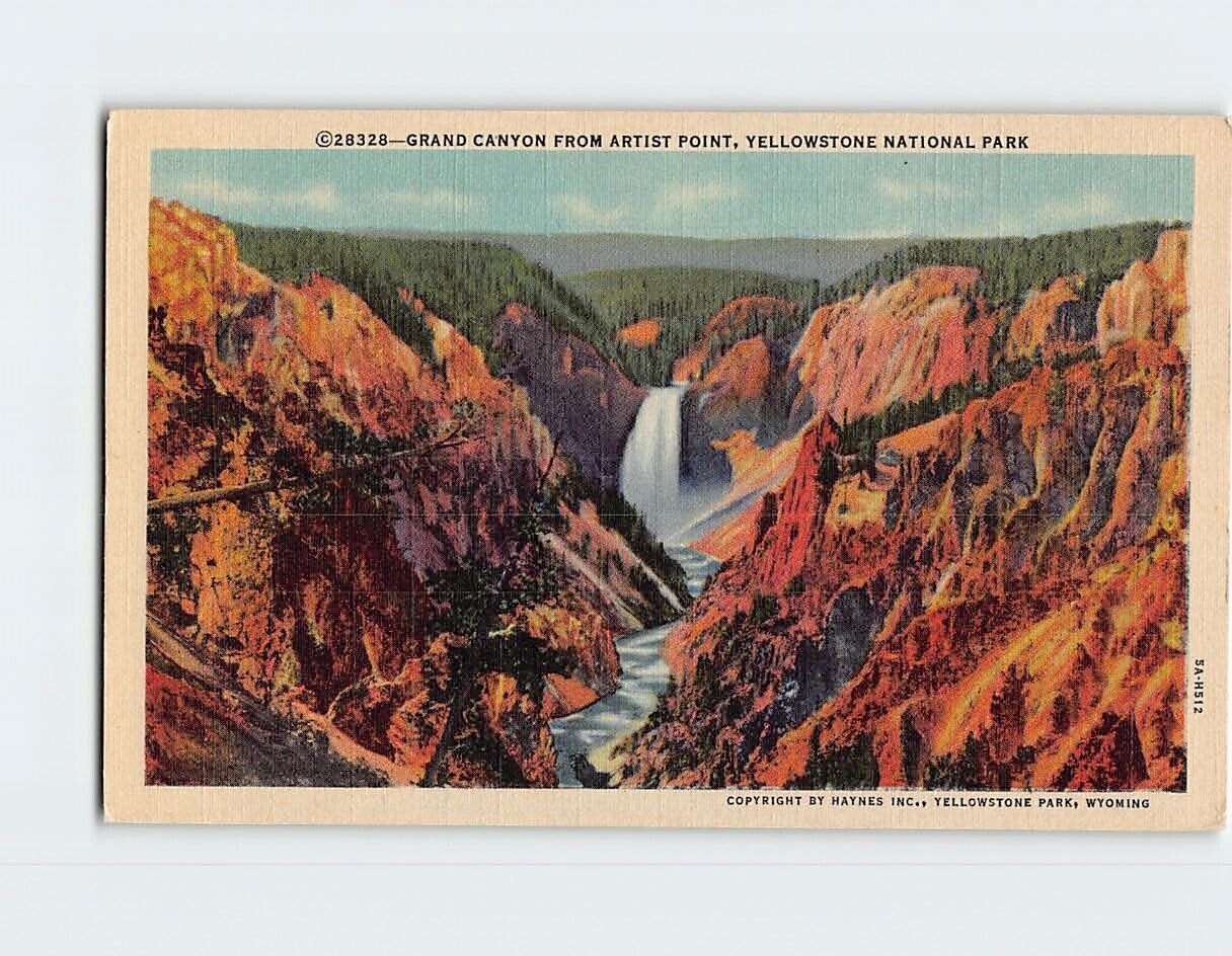 Postcard Grand Canyon from Artist Point Yellowstone National Park Wyoming USA