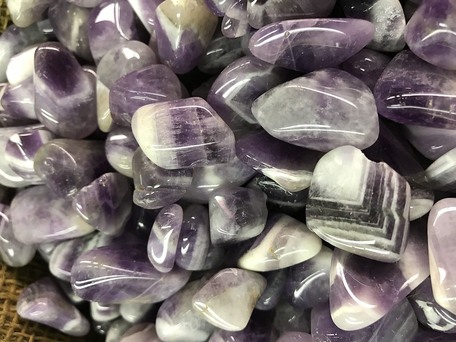2000 Carat Lots of Polished Tumbled Banded Amethyst + FREE Faceted Gemstone