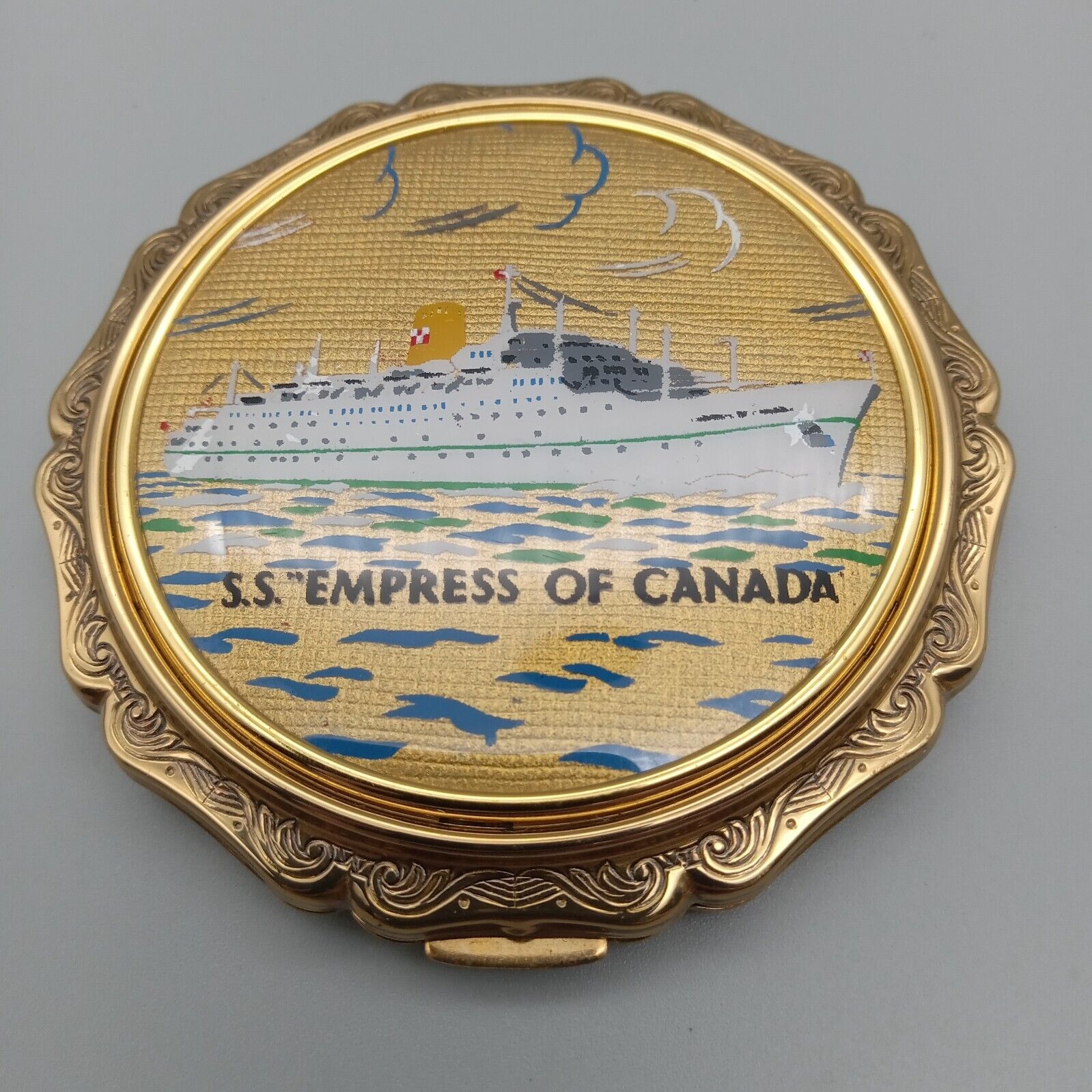 SS EMPRESS OF CANADA Canadian Pacific Line STRATTON Ship Portrait Compact 2.75\