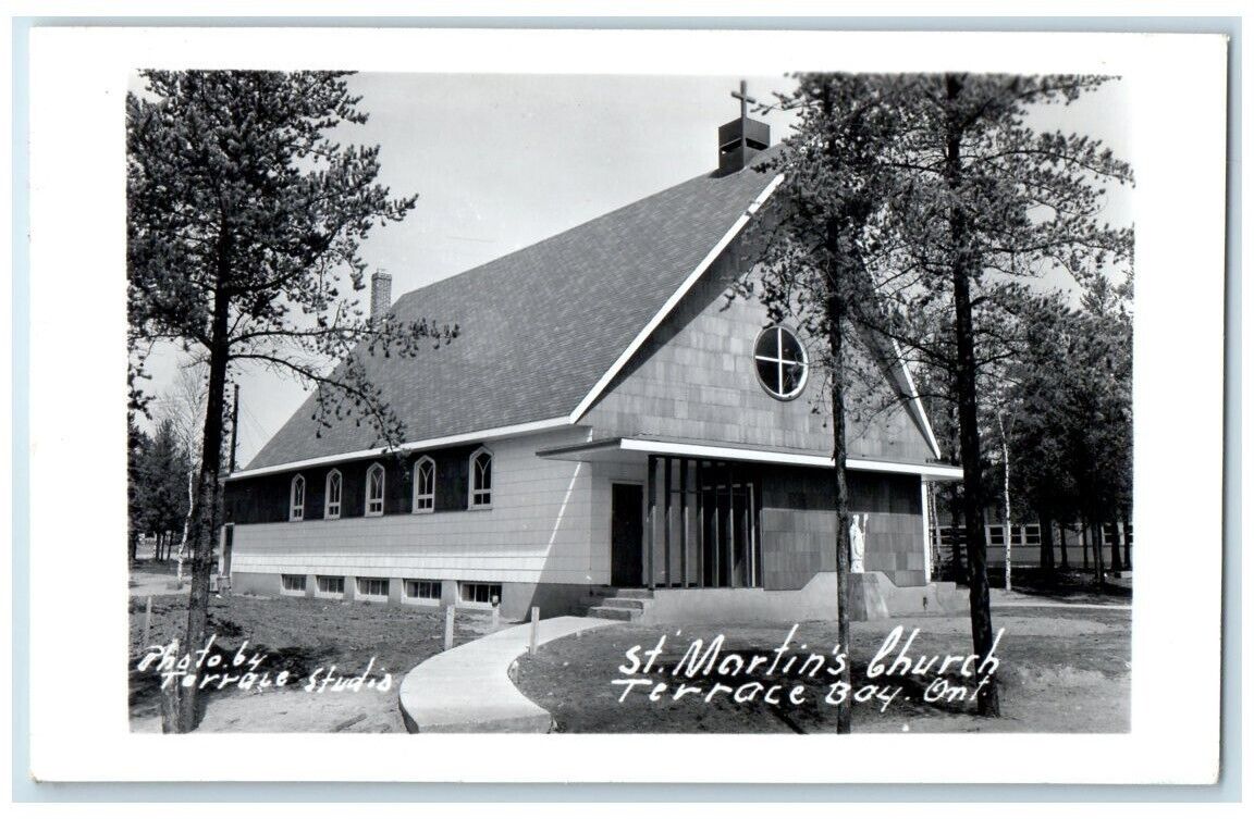 c1940's St. Martin's Church View Terrace Bay Ontario Canada RPPC Photo Postcard