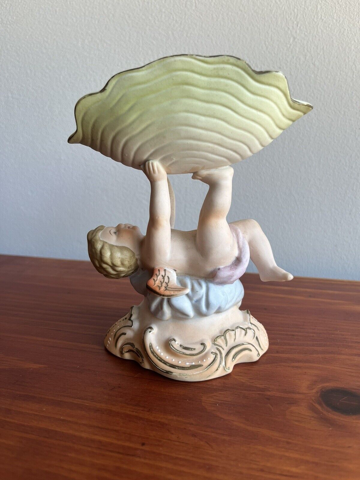 Vintage ARDALT Porcelain Cherub Figurine With Clam Dish#6175 Made In Japan