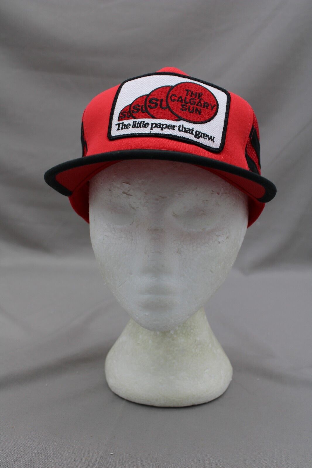 Vintage Patched Trucker Hat - Calgary Sun 3 Striper - Adult Snapback