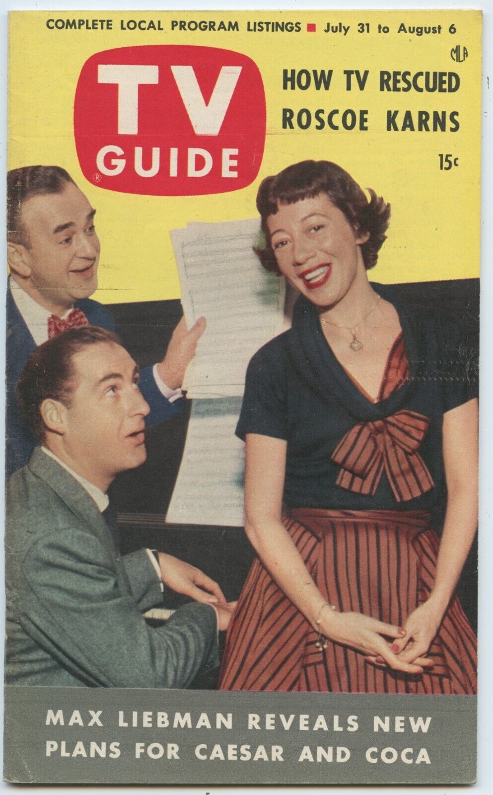 TV GUIDE July 31, 1953 SID CAESAR and IMOGENE COCA issue #18