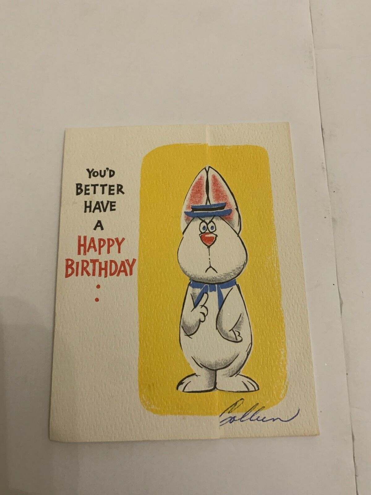 Vintage 1960's Happy Birthday Hallmark Humorous Greeting Card Rabbit