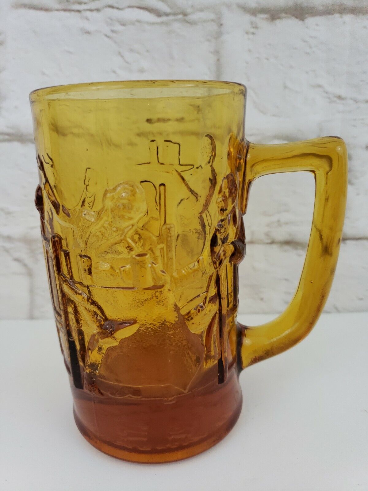 Vintage Fostoria 1776 1976 Bicentennial Tavern Mug Cup Glass Beer Amber Stein 