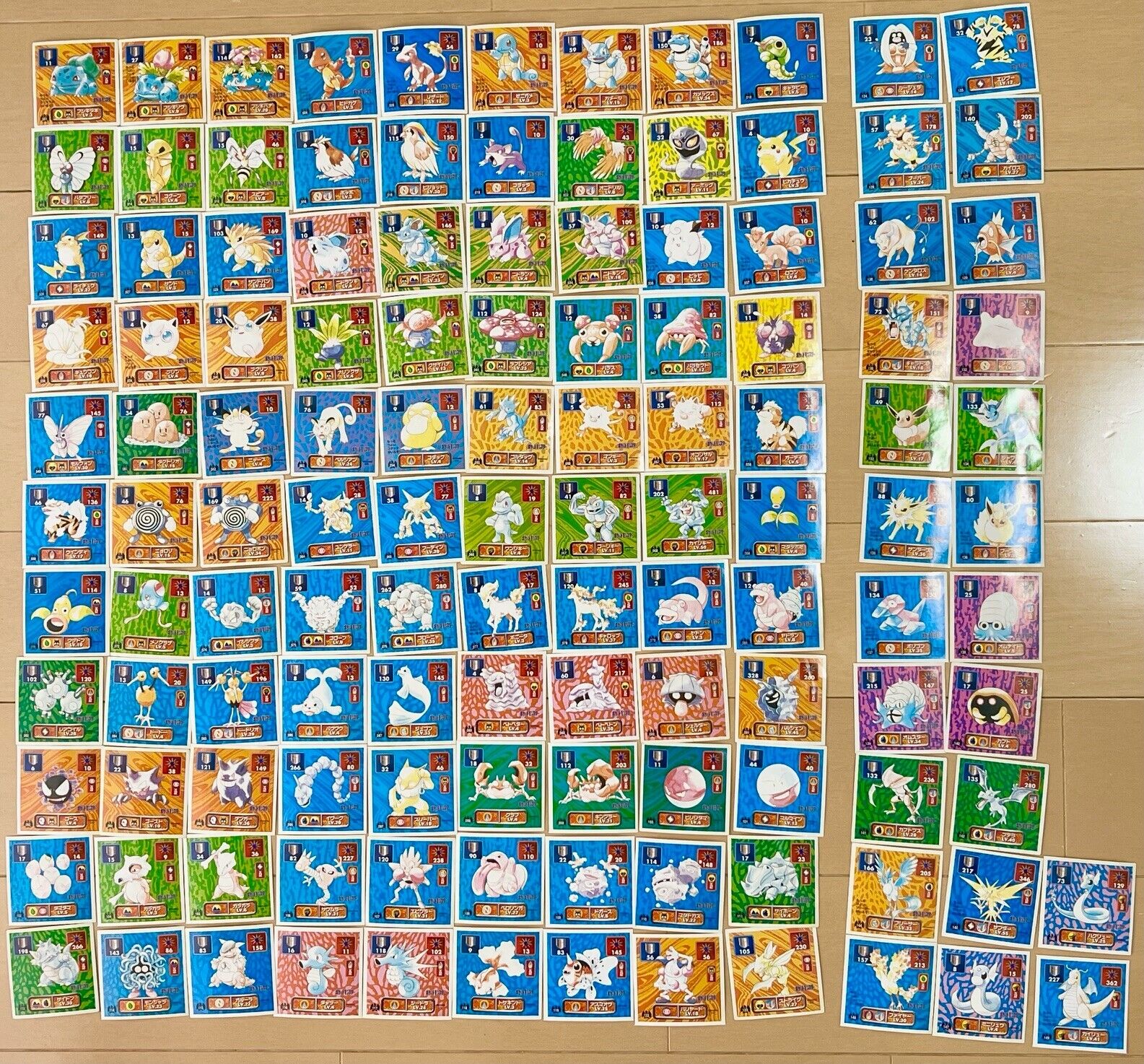 Pokemon Amada Stickers Lot Gengar Dragonite etc 123 set Nintendo 1996 Japanese