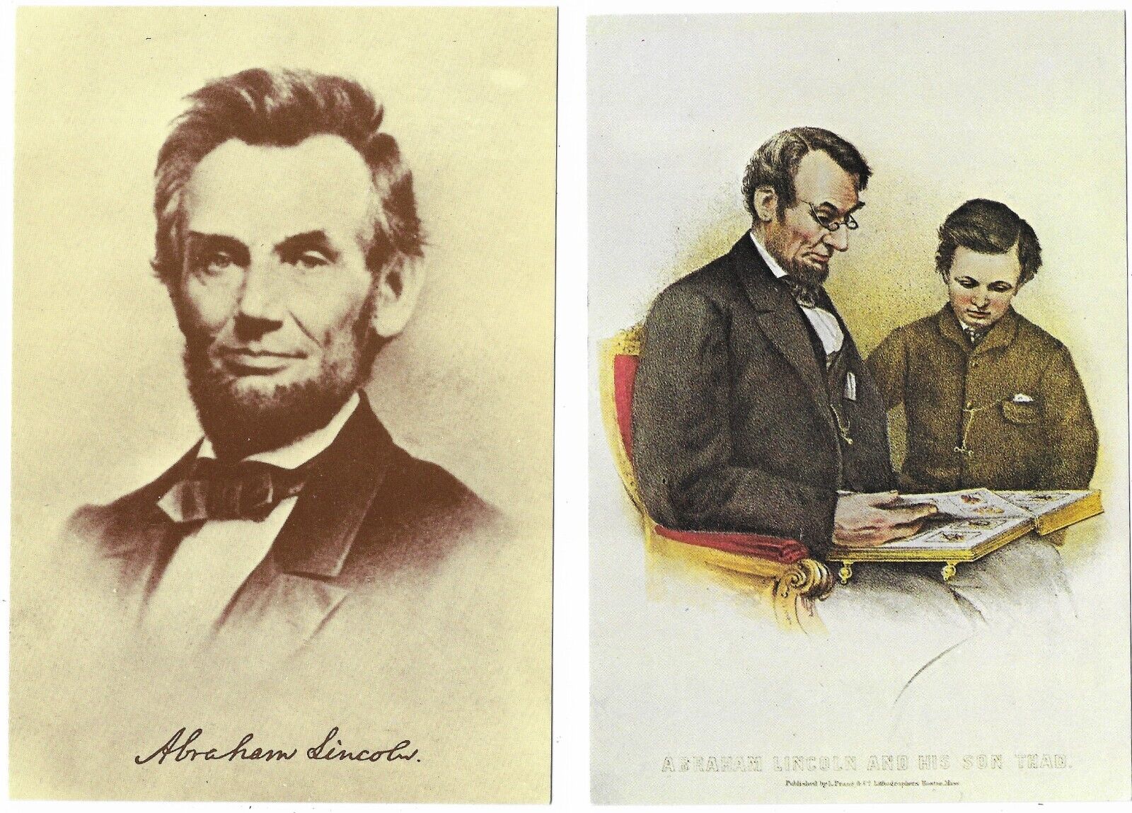 2 Unused Continental 4 by 6 Portrait Postcards of Abraham Lincoln