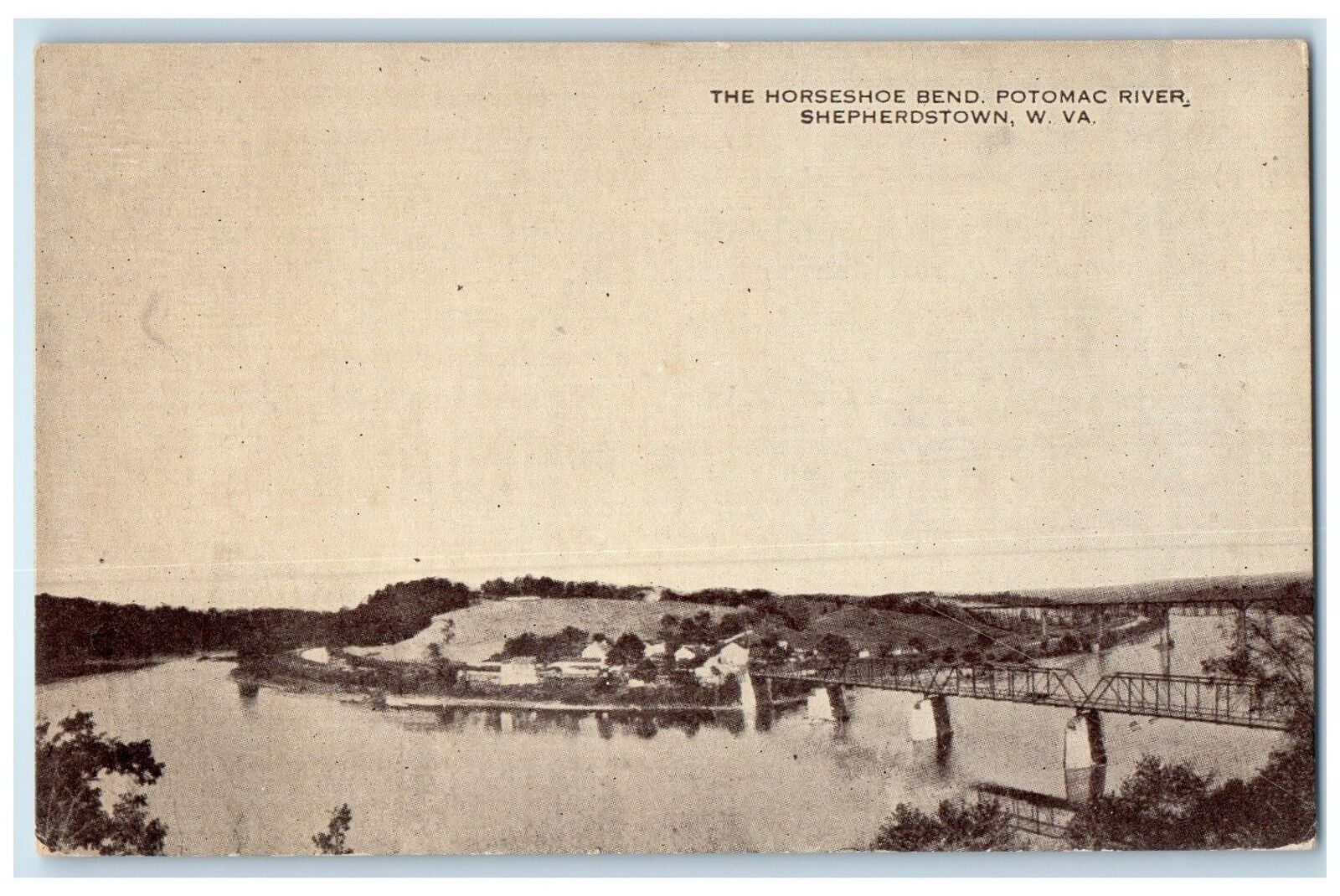 c1920's The Horseshoe Bend Potomac River Shepherdstown West VA Unposted Postcard