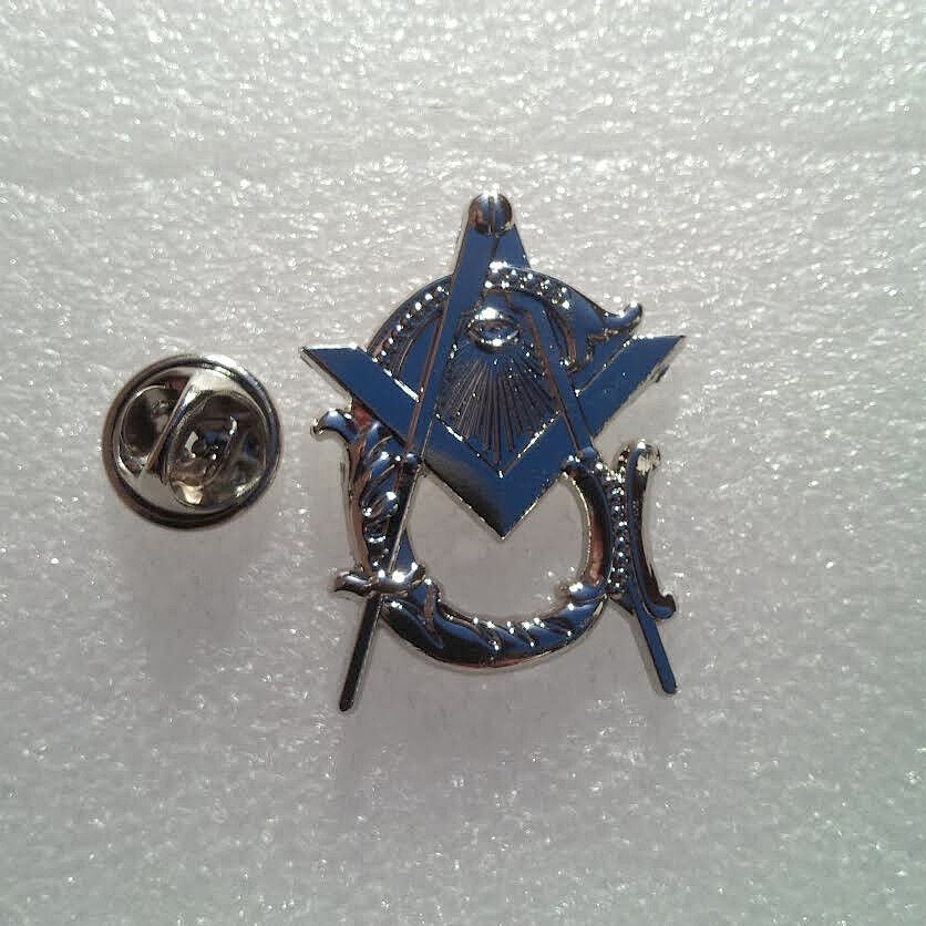  Large Masonic Antique Style Master Mason Lapel Pin BRITE Silver Finish