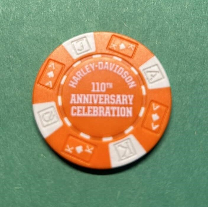 2013 Harley Davidson 110th Anniversary Poker Chip Orange 110th Chip