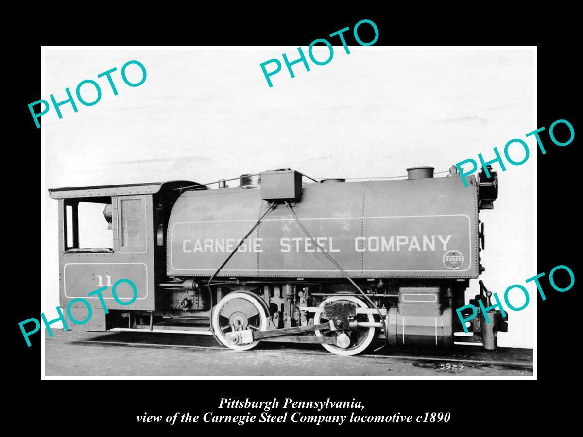 OLD HISTORIC PHOTO OF PITTSBURGH PENNSYLVANIA CARNEGIE STEEL RAILWAY TRAIN c1890