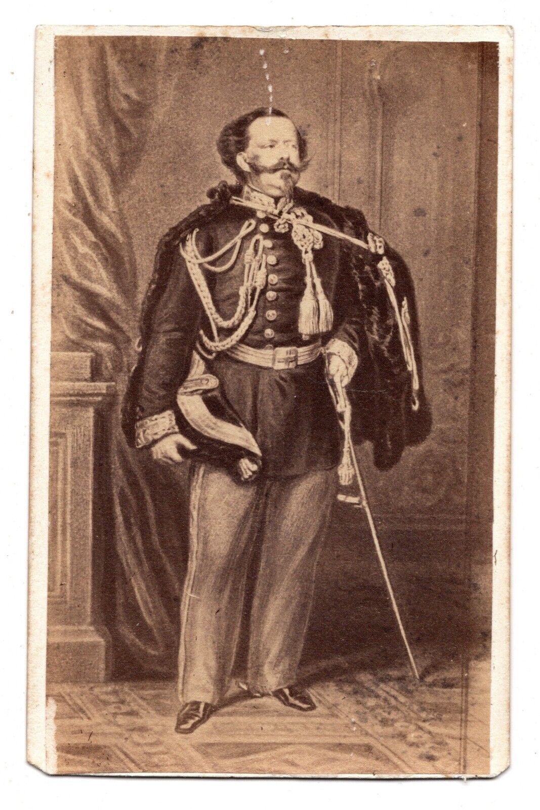 ANTIQUE CDV CIRCA 1870s VICTOR EMMANUEL II KING OF ITALY ALBUM PRINT DETAILED