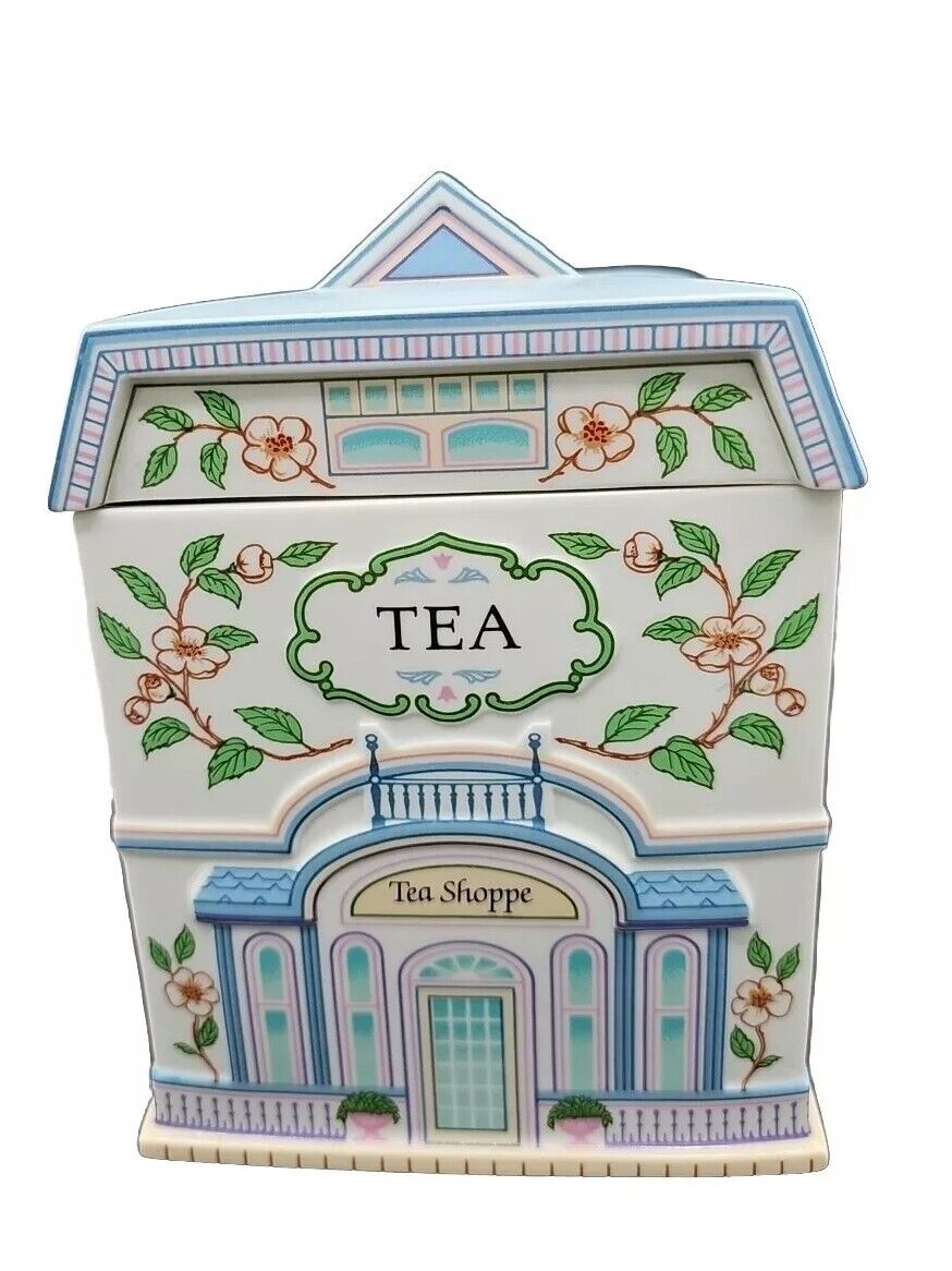 1990 Lenox Village Fine Porcelain Tea Shoppe TEA Canister. “FLAWLESS”