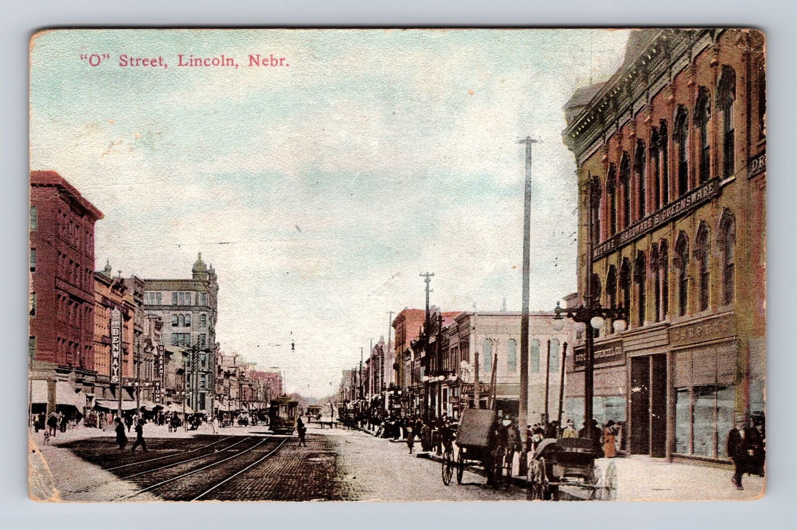 Lincoln NE-Nebraska, O Street View, Advertisement, Vintage c1912 Postcard