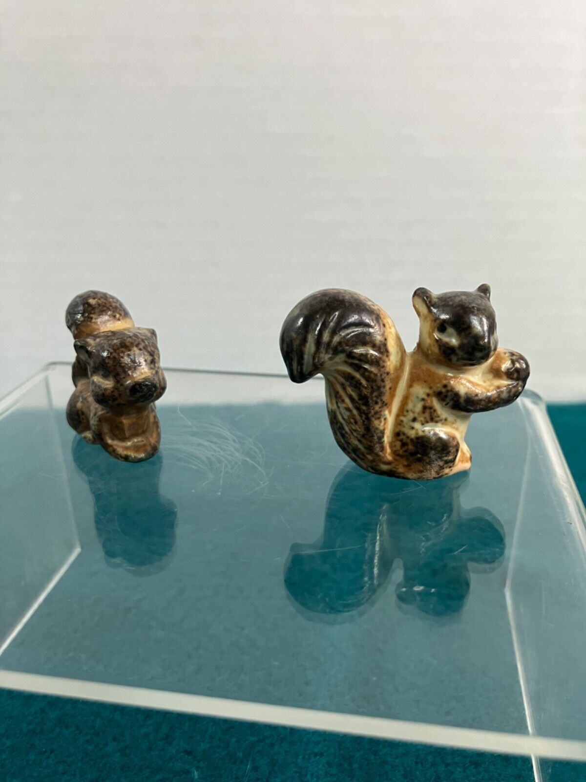 Miniature Bisque Ceramic Porcelain Squirrels Set Of 2 Vintage-Cute