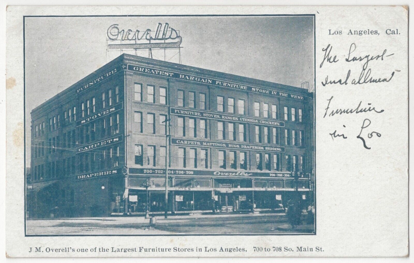 1906 Los Angeles, California - Furniture, Stoves & Carpet Store - Balloon Route