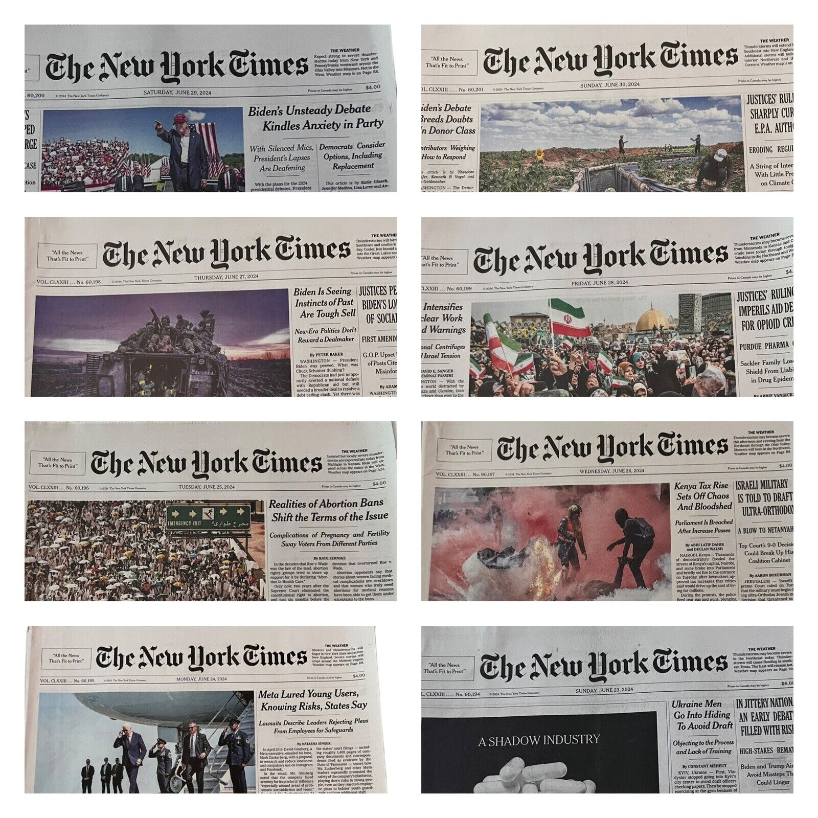 The New York Times Newspaper LOT/8 June 23 24 25 26 27 28 29 30 - 2024 Complete