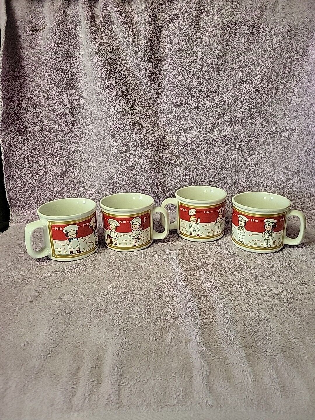  Vintage 2001 Campbell\'s Soup Ceramic Soup Mugs \'Houston Harvest\'  Lot of 4