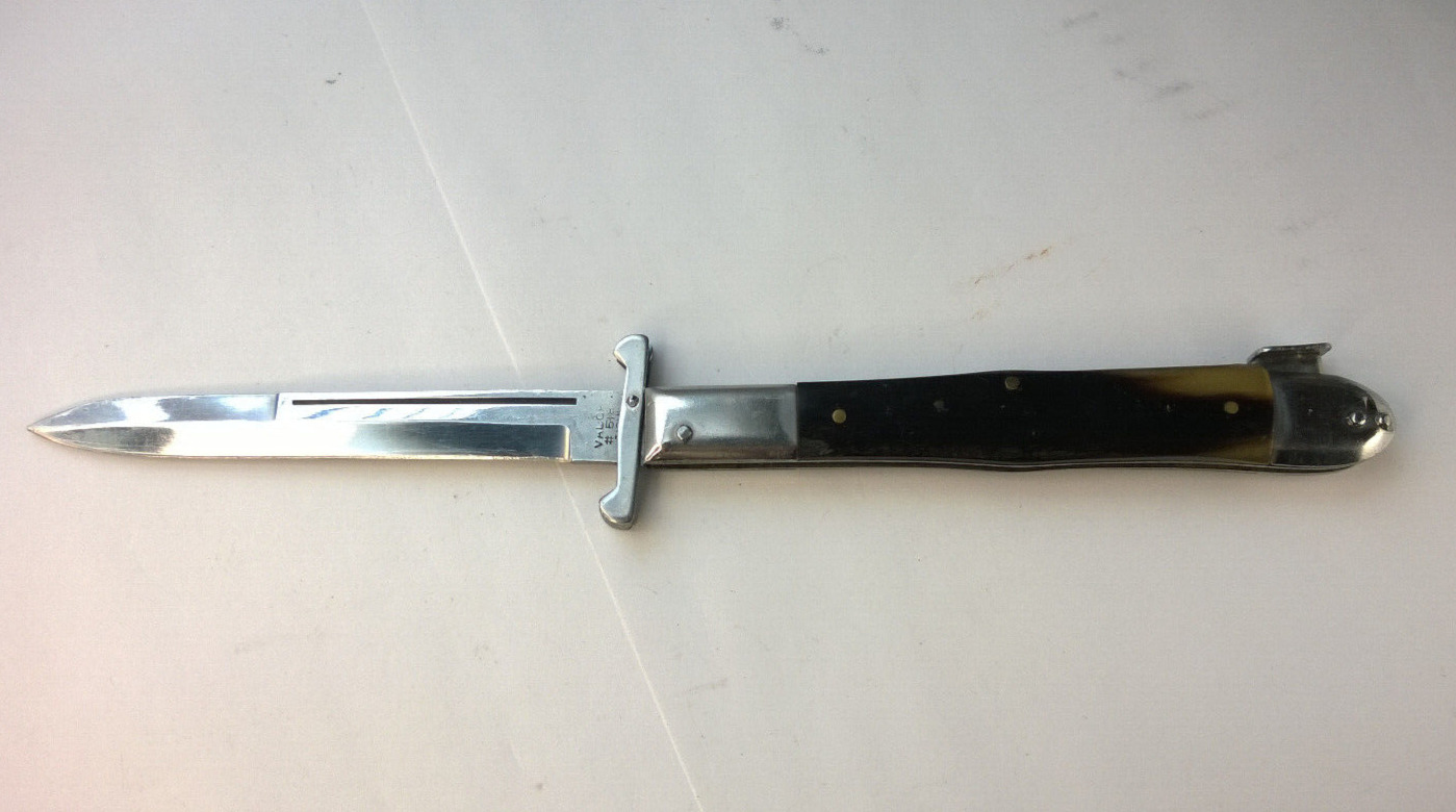 Vintage Valor Stiletto #518 Lock Blade Pocket Knife Horn Handles Dagger Japan